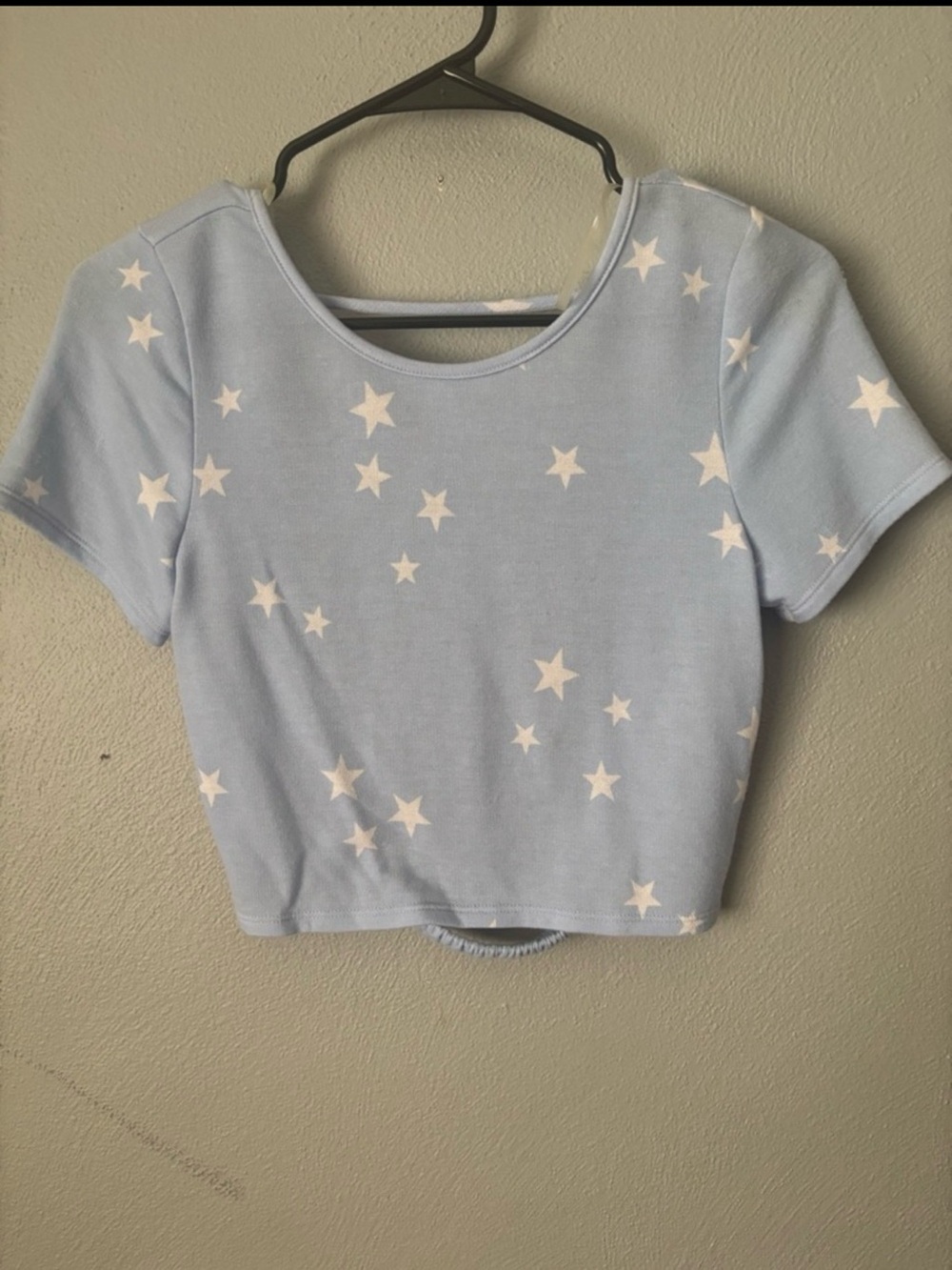 Le Lis Blue Star Print Crop Top Open Back Y2K Women’s Small